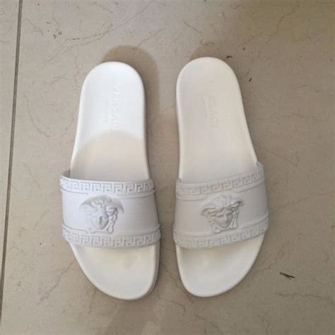 versace sliders white|versace flip flops men's.